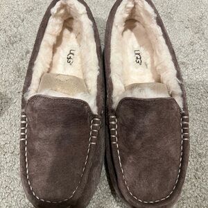 UGG  Ansley Brown Suede Slip-On Loafers with Plush Lining